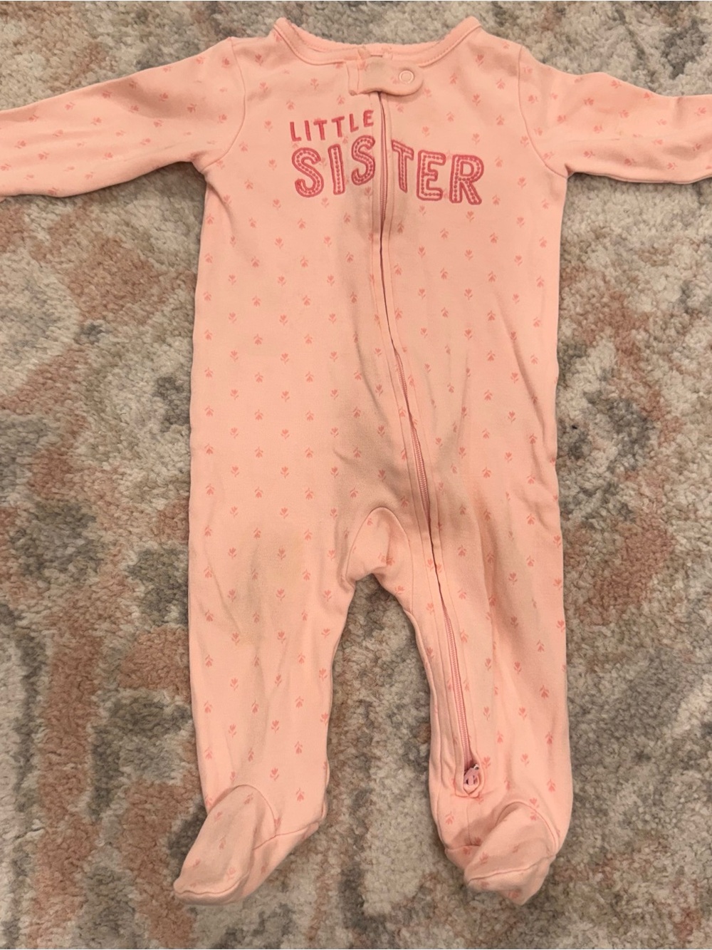 Carter's Peach Pink "Little Sister" Footed One-Piece